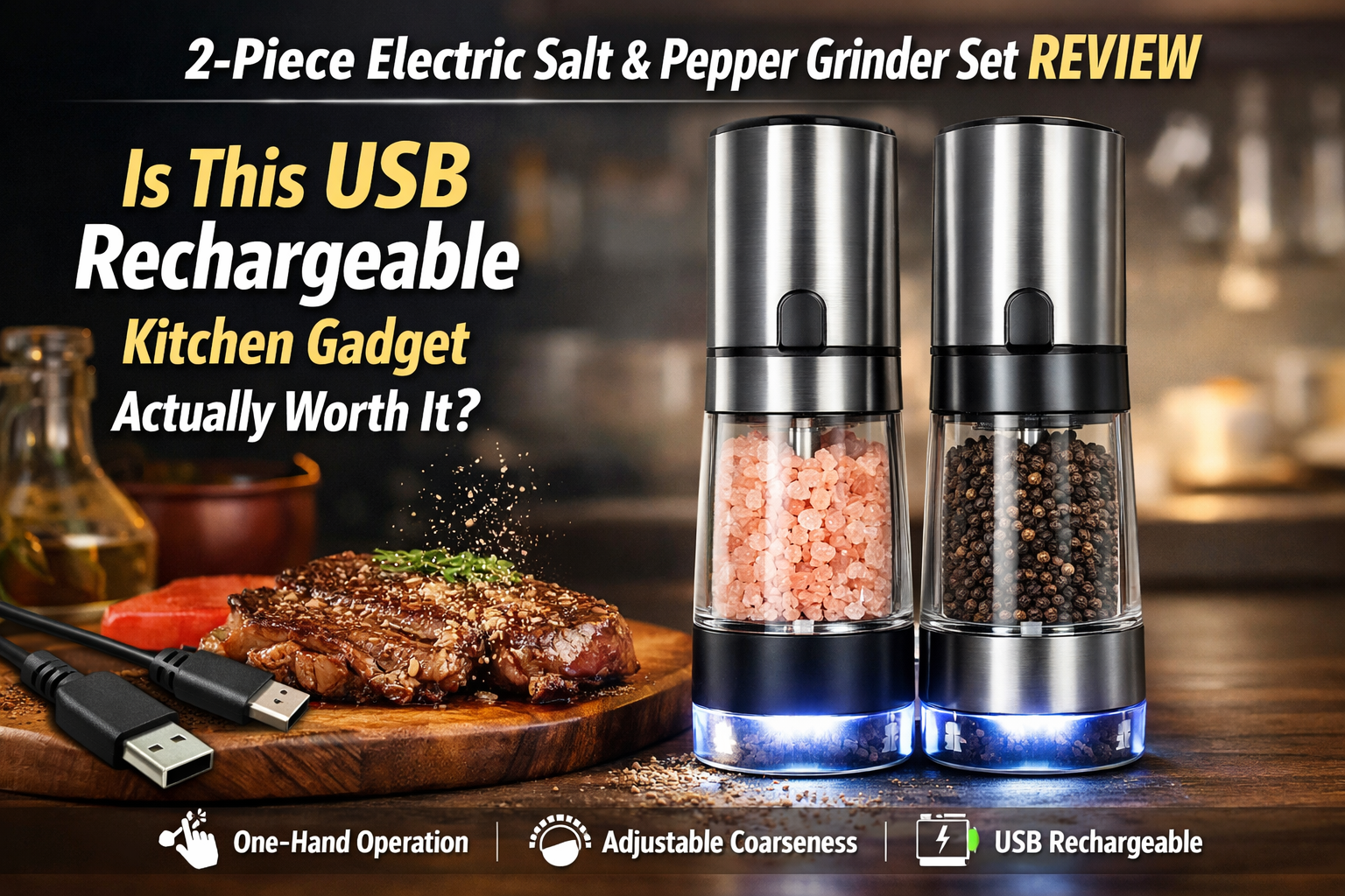 2-Piece Electric Salt and Pepper Grinder Set Review: Is This USB Rechargeable Kitchen Gadget Actually Worth It?